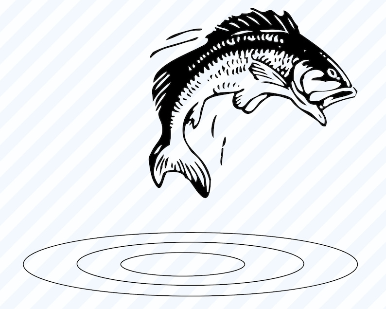Bass Fish jumping Svg file for cricut Image Fishing | Etsy