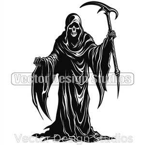 Grim Reaper Svg file graphic, Grim Reaper logo design, Fantasy vector image clip art,