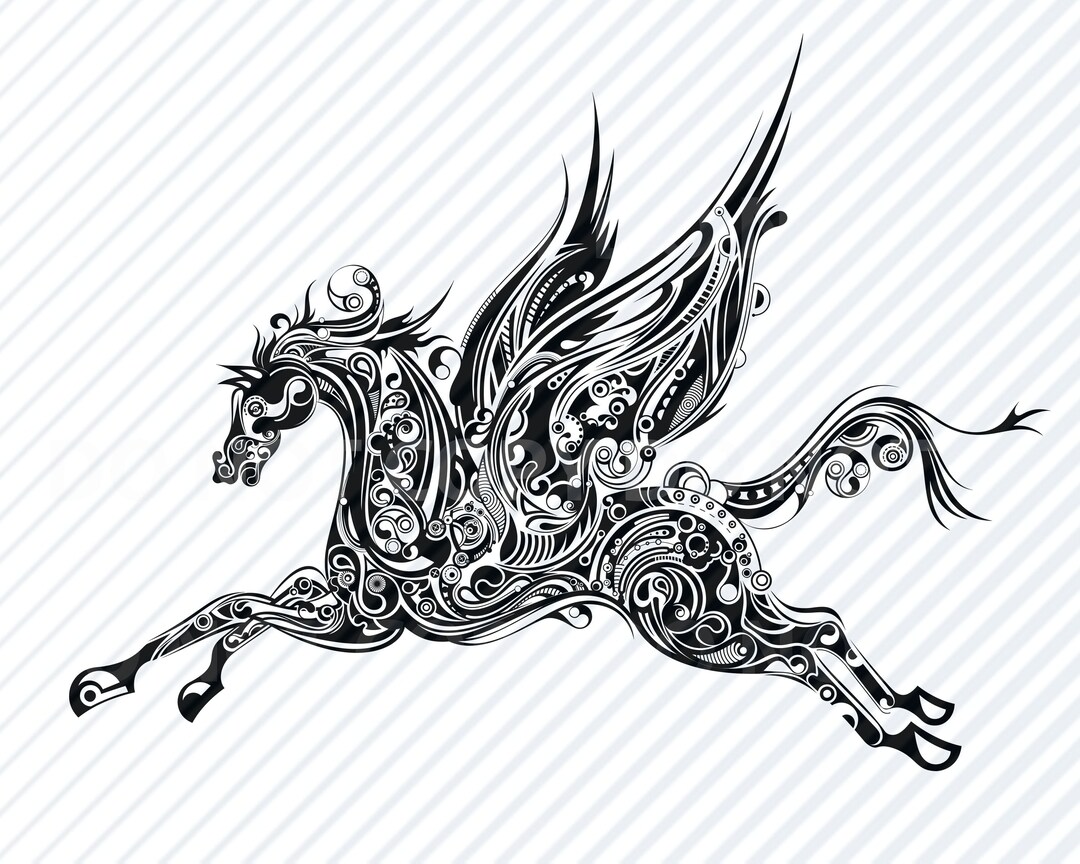 Pegasus Art SVG Files Clipart Clip Art Silhouette Vector Etsy