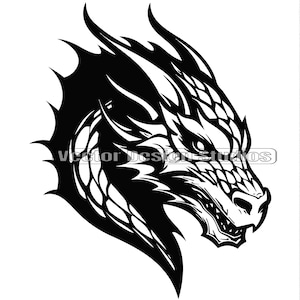 Hand Drawn Red Dragon Head SVG Digital Illustration Flying Monster With  Horns Clipart Hydra Vector Silhouette Cut Files for Cricut PNG JPG 