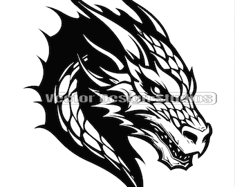 Dragon Head SVG File, Fantasy Clipart, Logo Design (Digital Download)