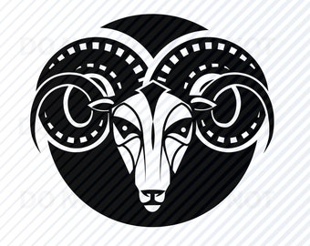 Aries SVG Files - Black & White Zodiac Vector Images Clip Art SVG Files - Eps, Png, dxf Stencil ClipArt Aries Ram Silhouette