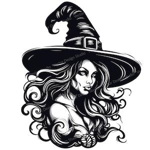 ハロウィン魔女 SVG、ベクターグラフィック、CNC ファイル（デジタルダウンロード）