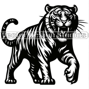 Ganzkörper-Tiger-Svg- und PNG-Dateien, Safari-Tiere Clipart Silhouette-Viertelbild, Schnittdatei SVG für Hemden, digitaler Download Clip Art