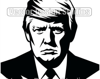Trump SVG & PNG Dateien, Donald Trump Gesicht Clipart Silhouette Vektor Bild, politische SVG für T-Shirt Design transparenten Hintergrund