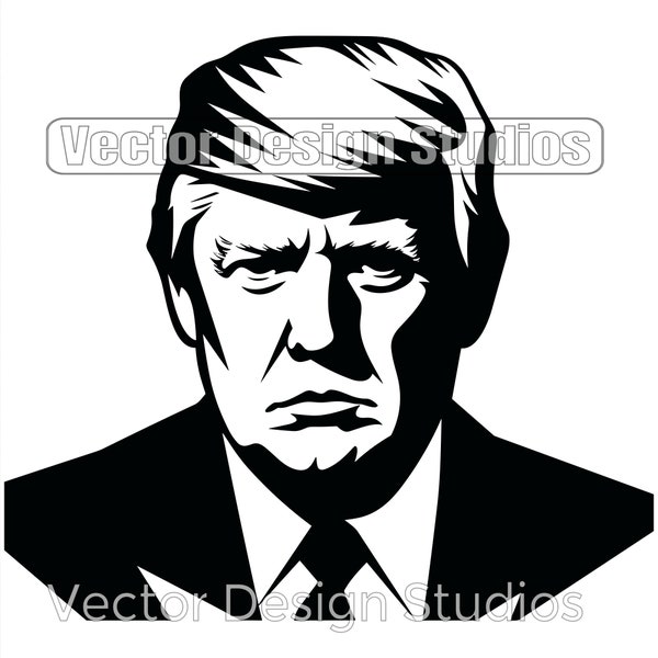 Trump Svg & PNG Files, Donald Trump Face Clipart Silhouette Vector Image, Political SVG For T shirt Design Transparent Background