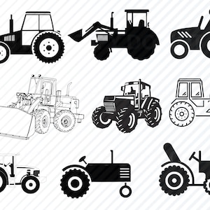 Download Tractor With Grain Cart Svg Files For Cricut Tractor Vector Etsy