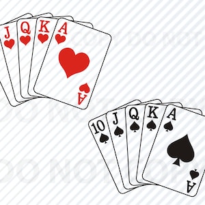 Cards SVG  - Poker Vector Images Clipart - SVG File  - Eps, Royal flush Png ,Dxf clip art Poker svg, Playing cards svg - Poker png
