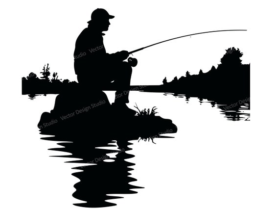 Man Fishing Svg file Image - Fishing Silhouette - Fishing logo - SVG  Fisherman svg