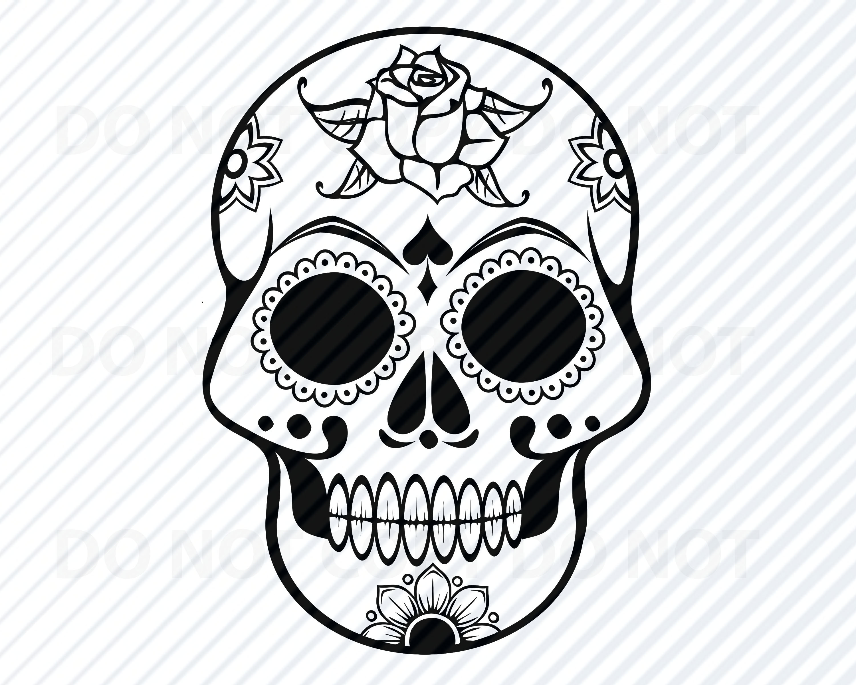 Sugar Skull SVG - Day of the dead skull Vector Images silhouette Clip Art  sugar skull SVG Files For Cricut -Eps, Png Stencil ClipArt Throughout Blank Sugar Skull Template