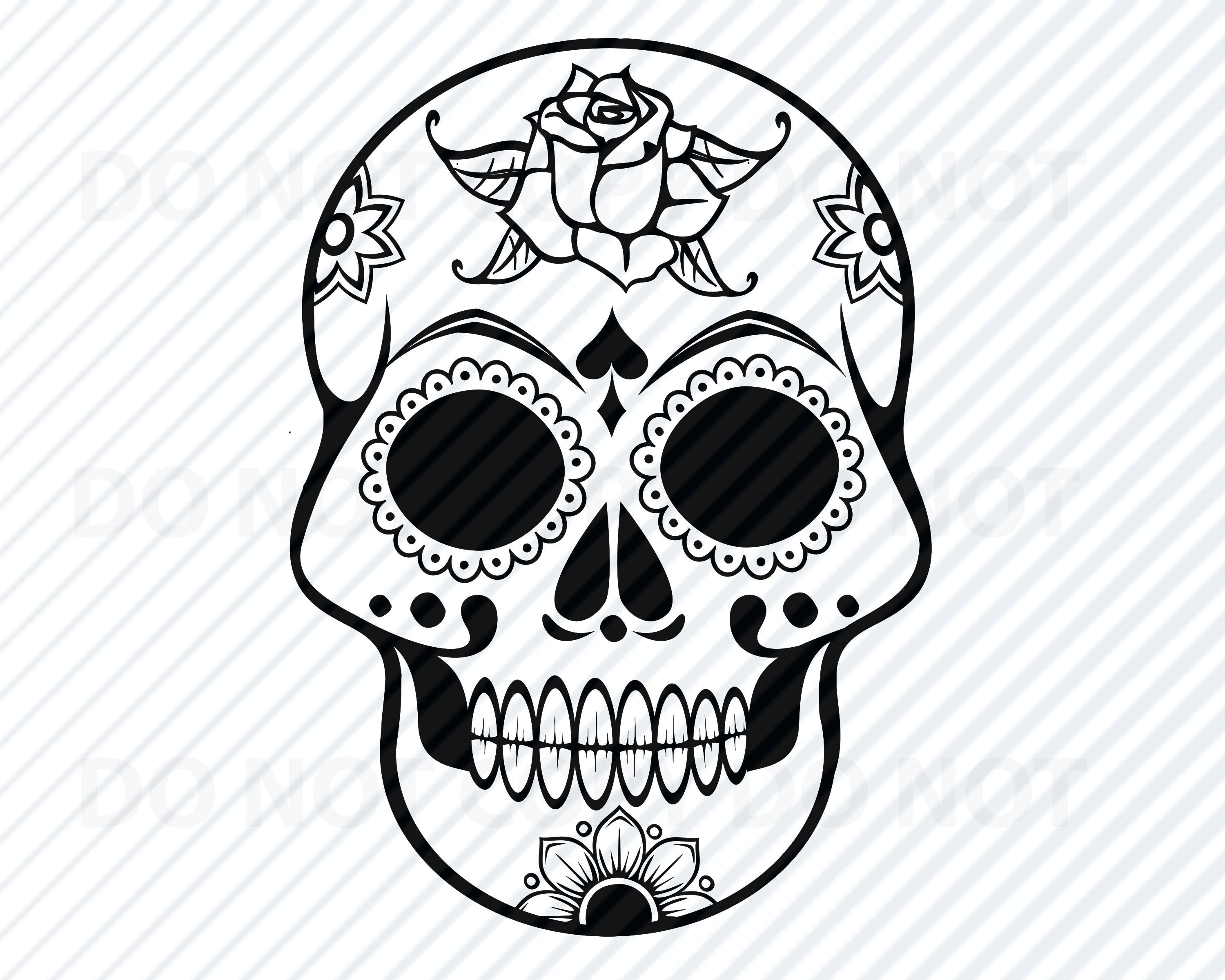 Sugar Skull SVG Day of the Dead Skull Vector Images  Etsy For Blank Sugar Skull Template