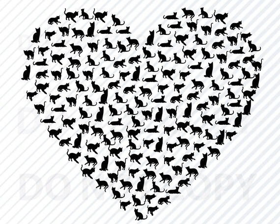 Download Cat Heart Svg File Fcricut Cat Vector Images Clipart Love Etsy