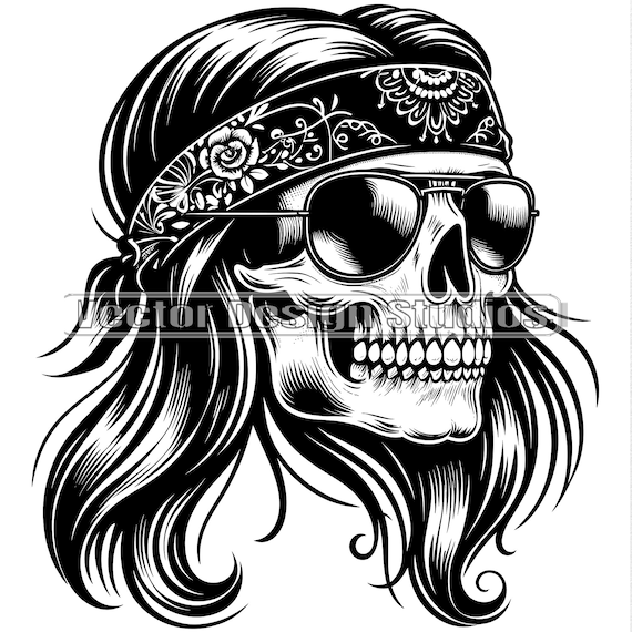 Skull Bandana SVG, Biker Skeleton Vector Image (digital Download