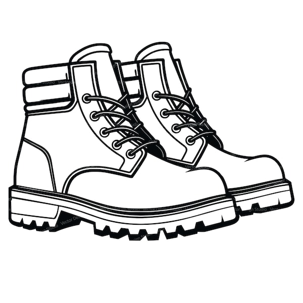 Work Boots Svg & PNG Files, Construction Worker Boots Clipart Silhouette Vector Image, SVG For T shirt Design Transparent Background print