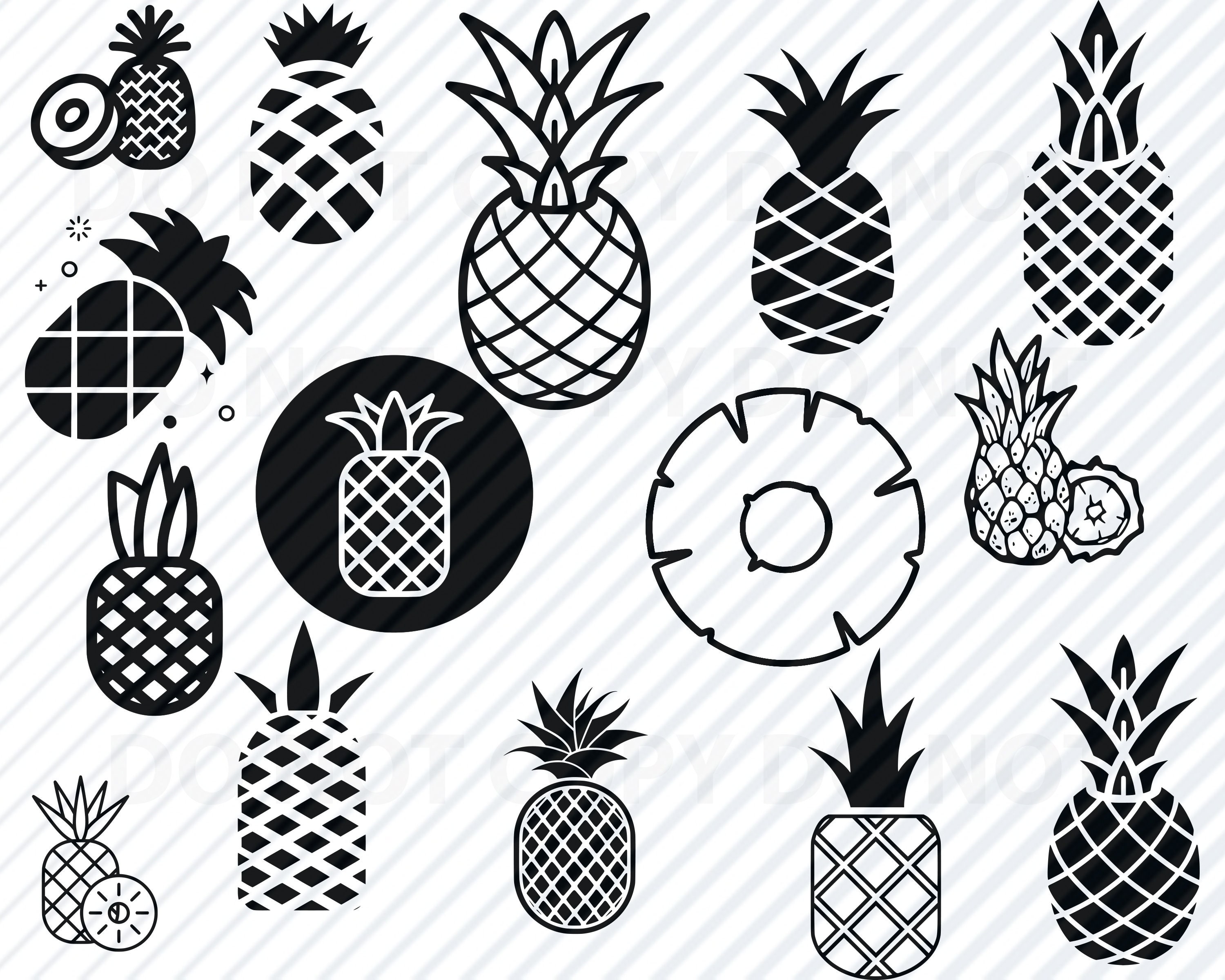 Pineapple SVG Bundle Fruit Vector Images Silhouette Clip Art Etsy
