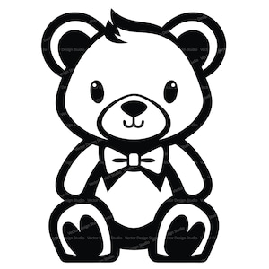 Cute Teddy Bear Svg & PNG Files, Kids Bear logo Silhouette Vector Image Clipart, SVG For T shirt Design, Transparent Background