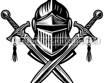 Knight Helmet Sword Svg & PNG Files, Knight Logo Design Clipart Silhouette Vector Image, Knights SVG Sublimation Design, Digital Download