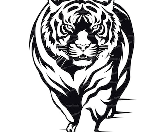 Tiger Svg & PNG Files, Safari Animals Clipart Silhouette Vector Image, Cut File SVG for shirts, Transparent Background Digital download