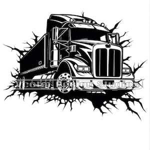 Semi Truck Svg & PNG File Graphic, Semi Rig Truck Vector Clipart, 18 wheeler SVG For T shirt Design, Big Rig Freight Truck
