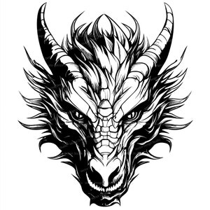 Dragon Head Svg & PNG Files, Dragon Tattoo Image Clipart, Silhouette Vector Image, SVG Shirt Design Graphic, Transparent Background print