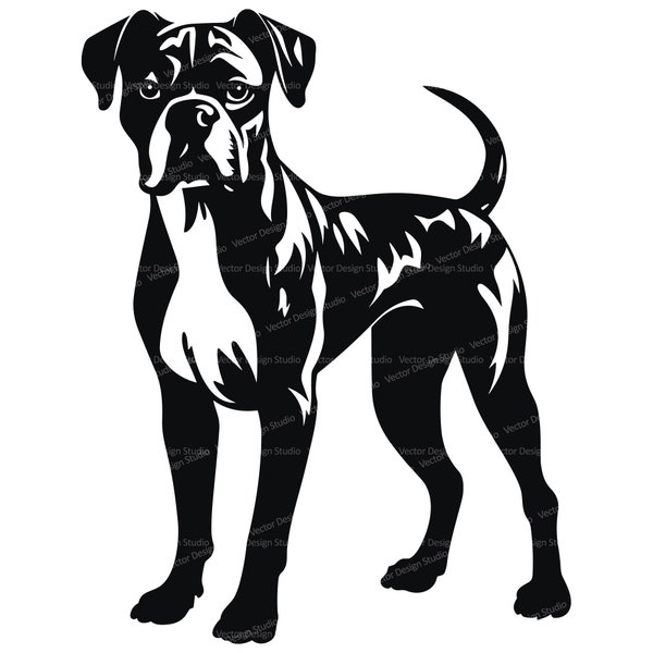 Boxer SVG & Png File, Dog Clipart Silhouette, Dog Breed Vector Images, Dog Clip art, SVG pour chemises, fichier d’impression numérique