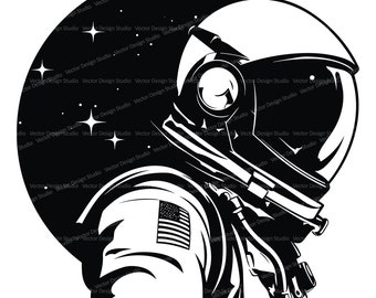 Astronaut Clipart, Outer Space Illustration, SVG PNG (Digital Download)