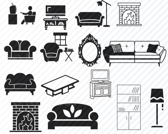 couch clipart black and white