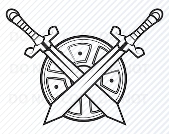 Swords & Shield Archivos SVG - Vector Images Clipart Logo Designs Spartan shield logo - Eps, Png ,Dxf Stencil Clip Art espada