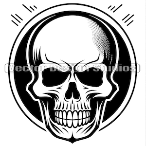 Skull Head Logo Design Svg & PNG Files, Skeleton Head Clipart Silhouette, Halloween Vector Image, Png For Shirt Design, Digital Download
