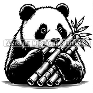 Cute Panda Bamboo Svg & PNG Files, Panda Bear Clipart Silhouette Vector Image, Nature Animals SVG shirt Design, Outdoor Panda png