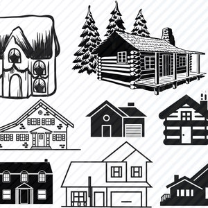 House SVG Bundle - Home Vector Images Silhouette Clip Art Houses SVG Files - Eps, Png, dxf ClipArt Cabins svg houses cut files