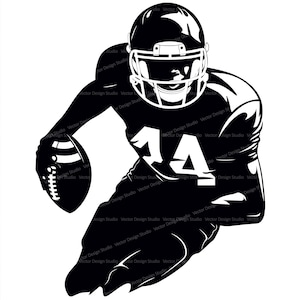 Football Player Svg & PNG Files, American Football Clipart Silhouette Vector Image, SVG Shirt Design Graphic, Transparent Background print