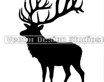 Elk Svg & PNG Files, Elk Hunting Clipart, Elk Silhouette Vector Image, SVG Hunters Design Graphic, Digital download file