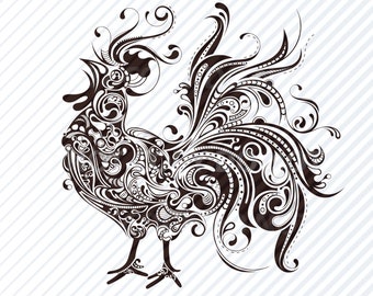Rooster Art SVG Files Clipart - Clip Art Silhouette Vector Images - Ornament SVG Image - Eps, Png ,Dxf