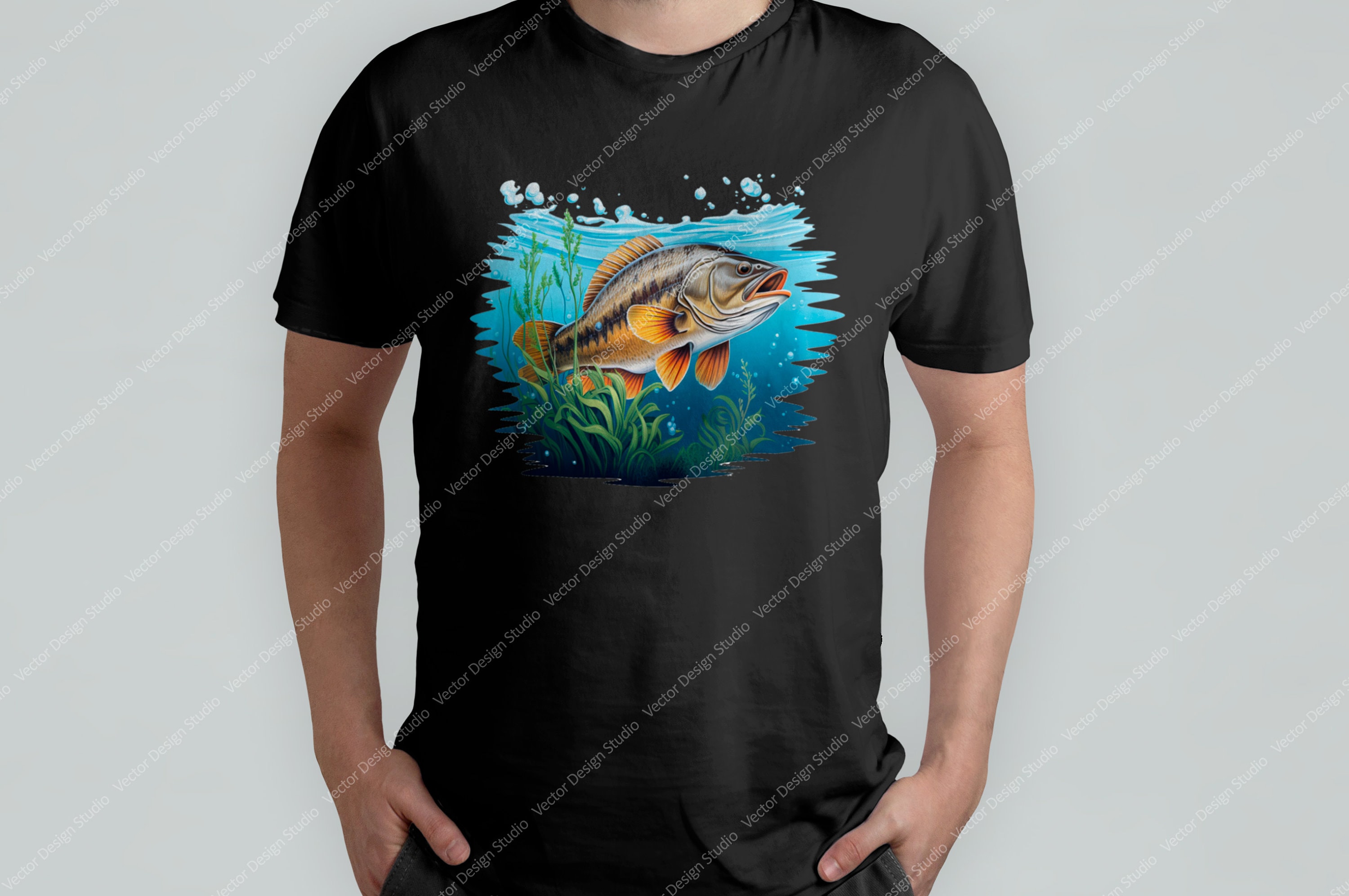 Bass Fishing Png Image for Sublimation, Bass Fish T Shirt Design