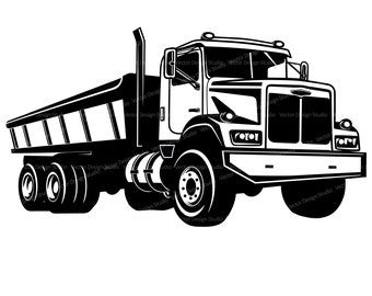 Dump Truck Svg & PNG Files, Construction Vehicle Clipart Silhouette Vector Image, SVG For T shirt Design Transparent Background print file
