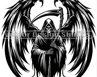 Grim Reaper Wings SVG, Death Clipart Silhouette (Digital Download)