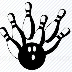 Bowling Strike SVG-bestand Bowling Pins Vector afbeeldingen sport Clip Art liefde Bowling svg Eps, Png dxf Bowling Ball clipart -