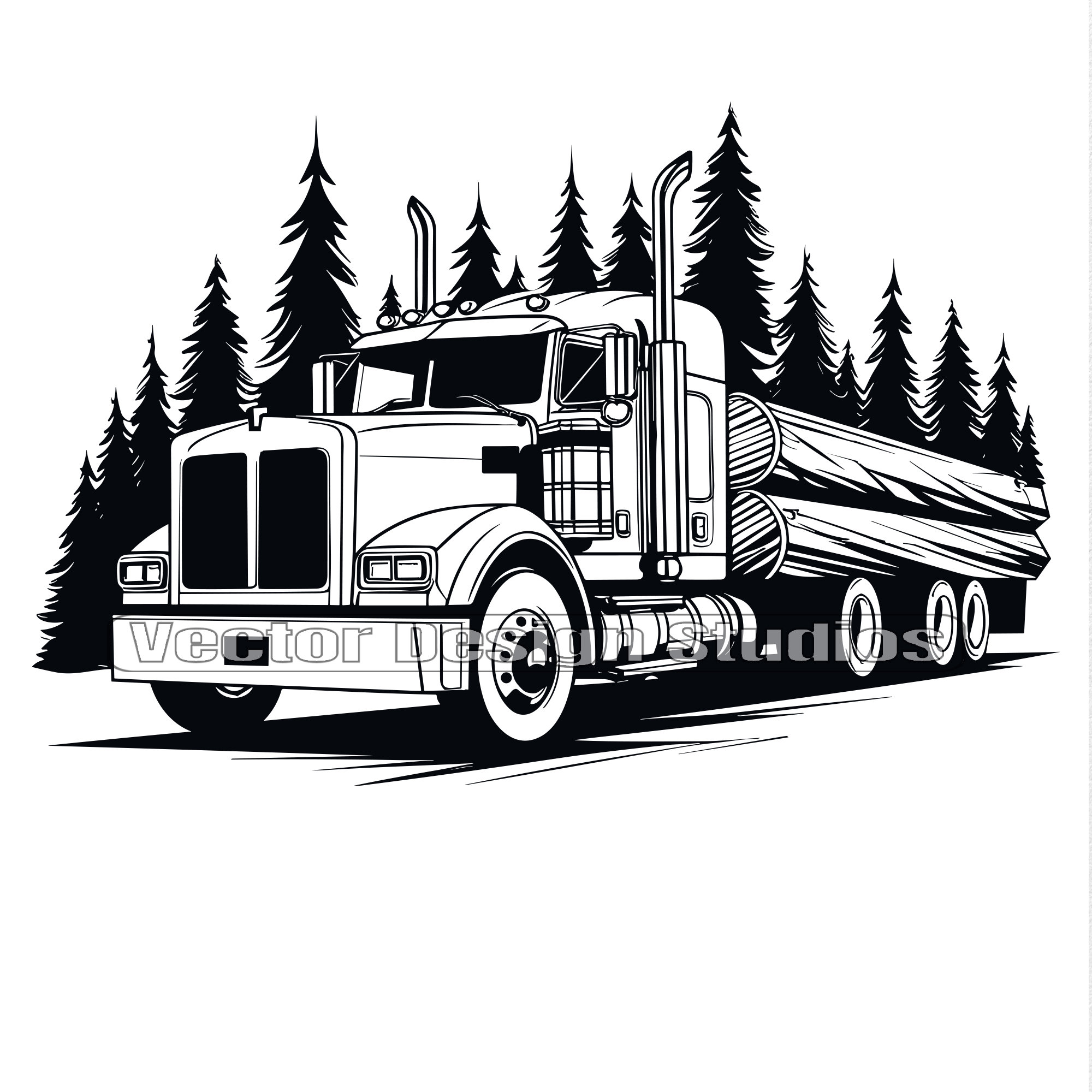 Logging Truck Svg & PNG File Graphic, Logger Rig Truck Vector Clipart, Log  Truck SVG for T Shirt Design, Big Rig Freight Truck Clipart - Etsy