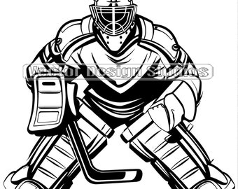 Hockey Goalie Svg & PNG Files, Sports Clipart Silhouette Vector Image, Ice Hockey SVG Sublimation Design, Transparent Background