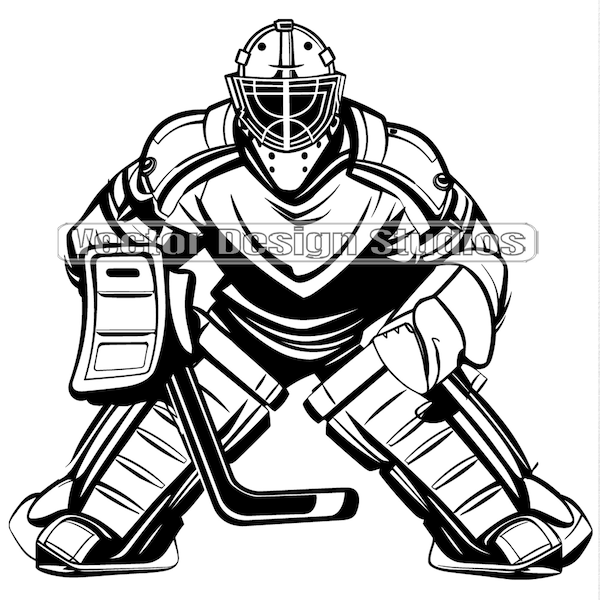 Hockey Goalie Svg & PNG Files, Sports Clipart Silhouette Vector Image, Ice Hockey SVG Sublimation Design, Transparent Background