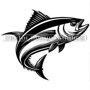 Tuna Fish Svg Tuna Fishing PNG Files, Jumping Tuna Fish Clipart Silhouette Vector Image, Saltwater Fisherman SVG Shirt Design, Ocean Fish