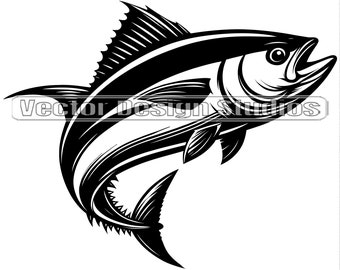 Jumping Tuna Fish SVG, Fisherman Shirt Design (PNG, Vector)