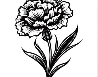 Carnation SVG – January Birth Flower Vector Clipart (Digital Download)