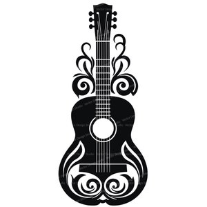 Acoustic Guitar Svg & PNG File Graphic, Music Vector Clipart, Guitar Illustration SVG For T shirt Design, Transparent Background Print file