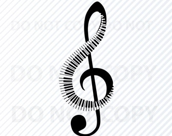 Notes de musique fichier SVG - Clipart Treble clef SVG Image - notes de musique SVG Eps, note de musique Png, Dxf Cnc fichiers Piano clé