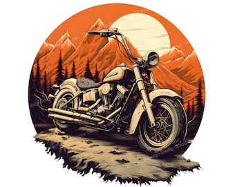 Motorcycle Png for Sublimation, Motorcycle Chopper clip art, T shirt Design, Biker clipart