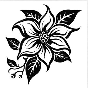 Holly Flower SVG-bestand voor de geboortemaand van december - Floral Vector Images, Flowers Silhouette, Christmas Holly Flower SVG design, Flower ClipArt