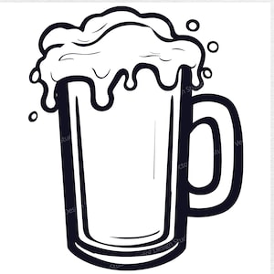 Beer Mug SVG File - Beer Glass Vector Images, Foaming beer Silhouette, 0ctoberfest SVG design, drinking svg ClipArt