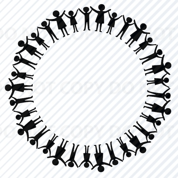 Family Circle #3 SVG  Family Vector Images People Silhouette Clip Art  People SVG Files  Eps, Png, dxf Stencil ClipArt persn Image